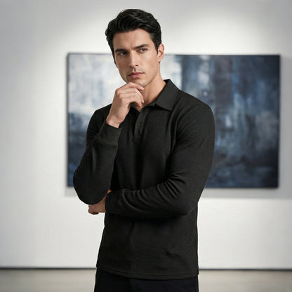 Men's Breathable Waffle Texture Collared Top