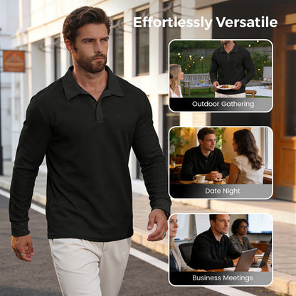 Men's Breathable Waffle Texture Collared Top