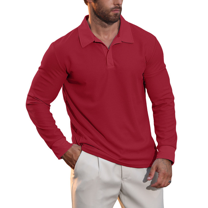 Men's Breathable Waffle Texture Collared Top