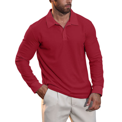 Men's Breathable Waffle Texture Collared Top
