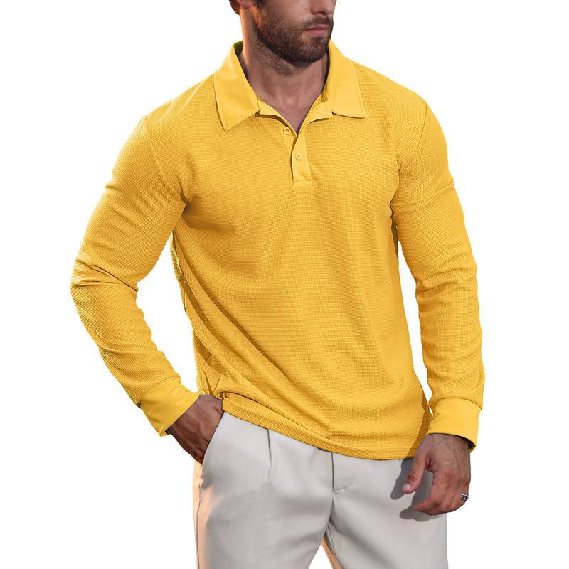 Men's Breathable Waffle Texture Collared Top