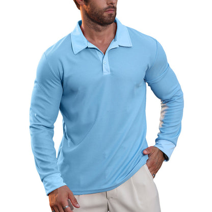Men's Breathable Waffle Texture Collared Top