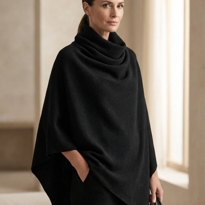 Women's Cowl Neck Cape & Wide-Leg Pants Set