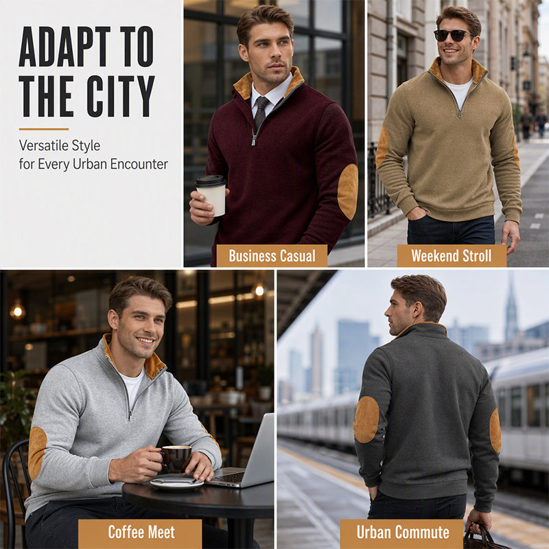 Men's Casual Plush Half-Zip Pullover