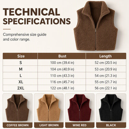 Women's Stand Collar Zip-Up Warm Vest