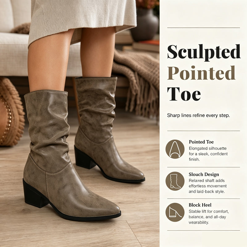 Women's Pointed Toe Chunky Heel Boots