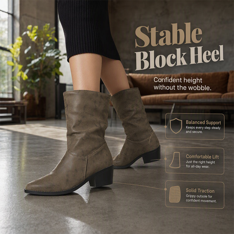Women's Pointed Toe Chunky Heel Boots