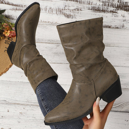 Women's Pointed Toe Chunky Heel Boots