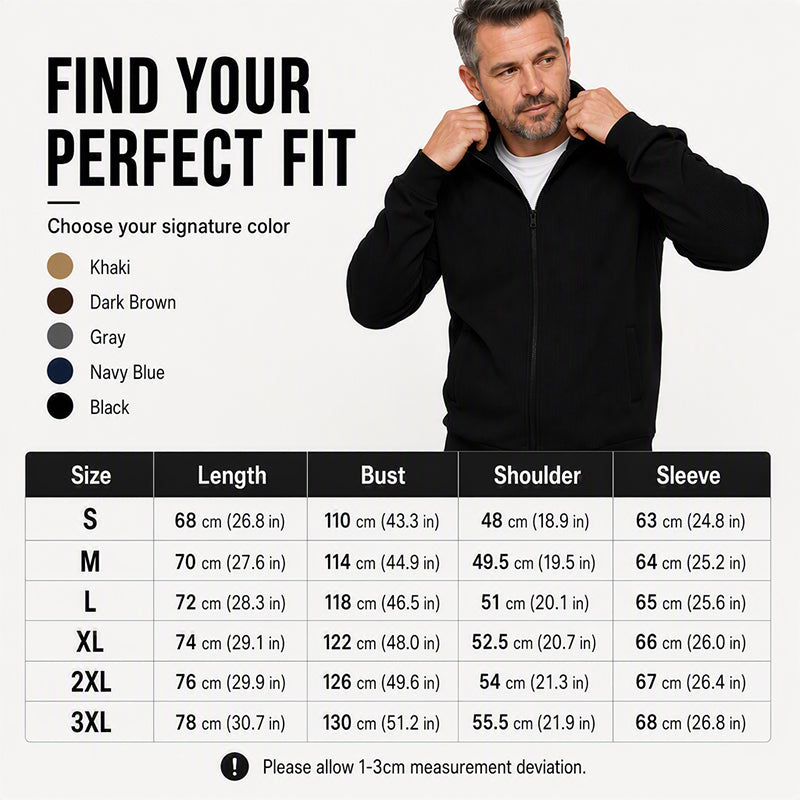 Men's Warm Stand Collar Ribbed Knit Jacket