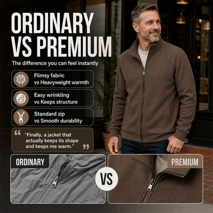Men's Warm Stand Collar Ribbed Knit Jacket