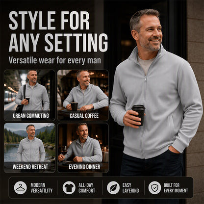 Men's Warm Stand Collar Ribbed Knit Jacket