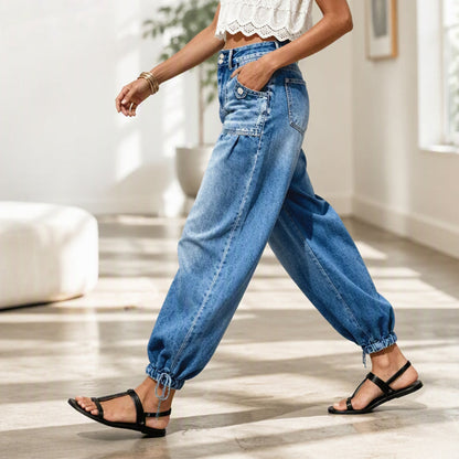 Women's High Waisted Stretchy Barrel Jeans