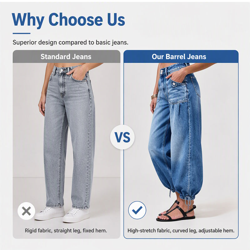 Women's High Waisted Stretchy Barrel Jeans