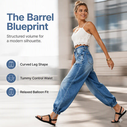Women's High Waisted Stretchy Barrel Jeans
