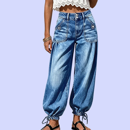 Women's High Waisted Stretchy Barrel Jeans