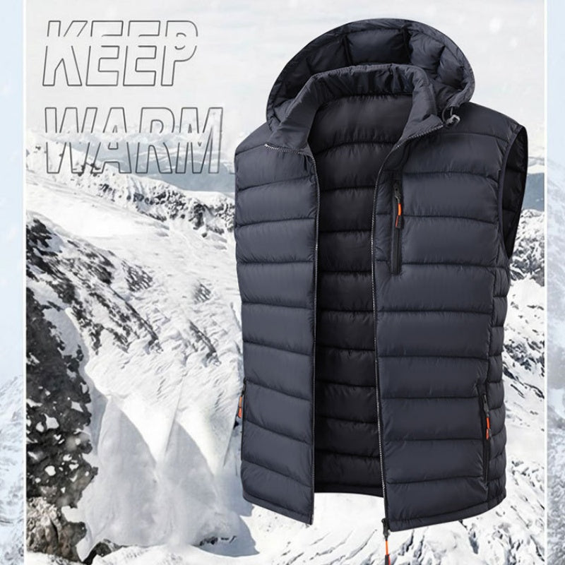 Men's Winter Padded Vest with Detachable Hood