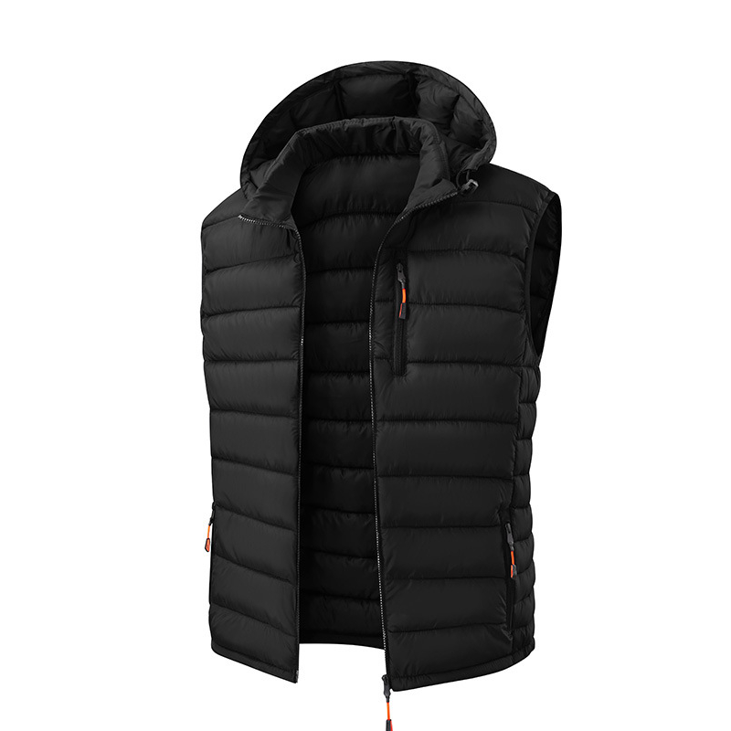 Men's Winter Padded Vest with Detachable Hood
