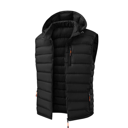 Men's Winter Padded Vest with Detachable Hood