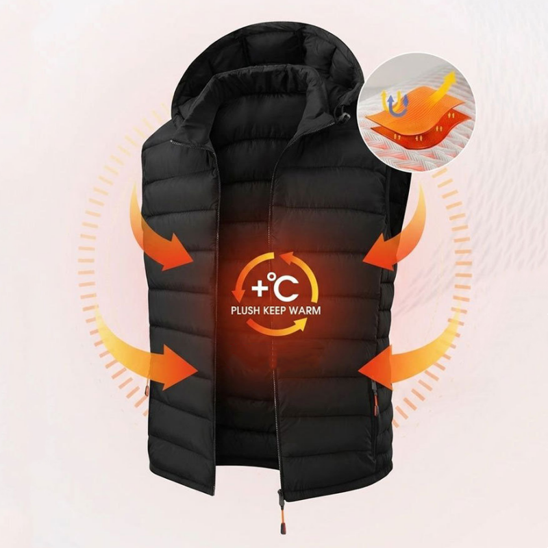 Men's Winter Padded Vest with Detachable Hood