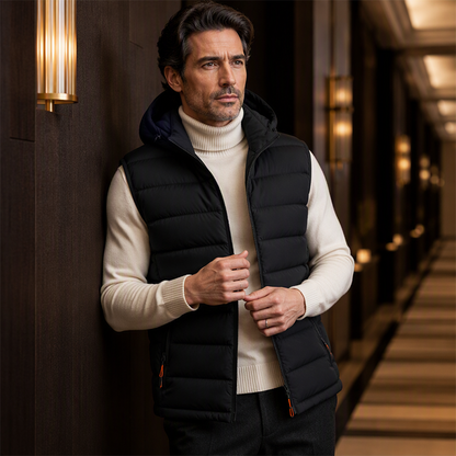 Men's Winter Padded Vest with Detachable Hood