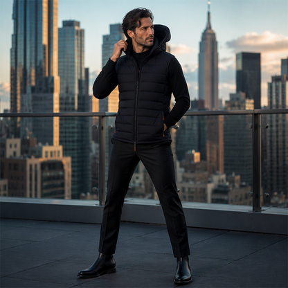 Men's Winter Padded Vest with Detachable Hood