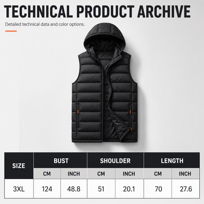 Men's Winter Padded Vest with Detachable Hood