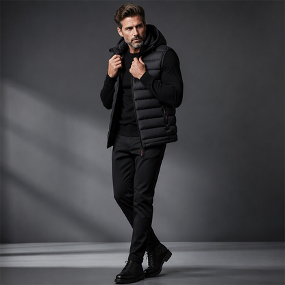 Men's Winter Padded Vest with Detachable Hood