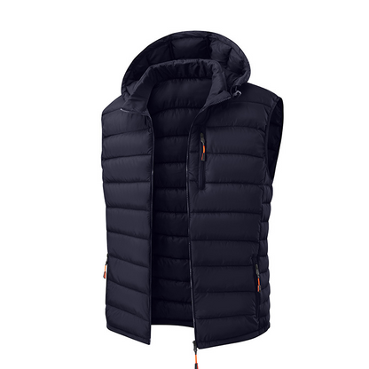 Men's Winter Padded Vest with Detachable Hood