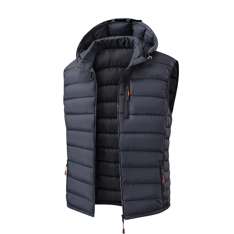 Men's Winter Padded Vest with Detachable Hood