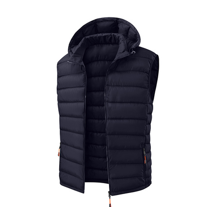 Men's Winter Padded Vest with Detachable Hood