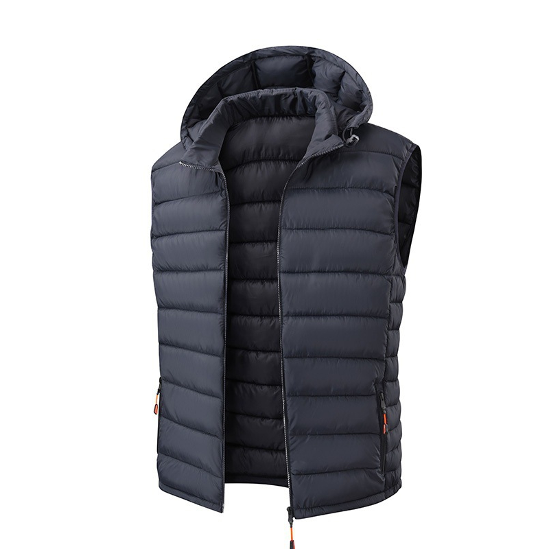 Men's Winter Padded Vest with Detachable Hood