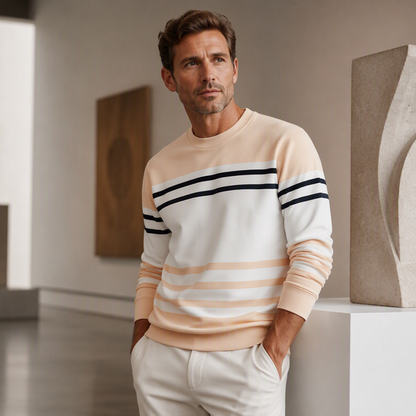 Men's Striped Colorblock Long Sleeve Sweatshirt