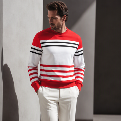 Men's Striped Colorblock Long Sleeve Sweatshirt