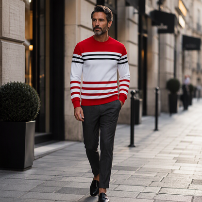 Men's Striped Colorblock Long Sleeve Sweatshirt