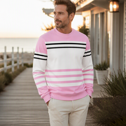 Men's Striped Colorblock Long Sleeve Sweatshirt