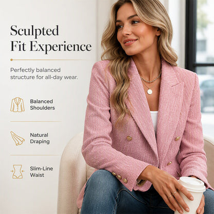 Women's Casual Double-Breasted Blazer Jacket