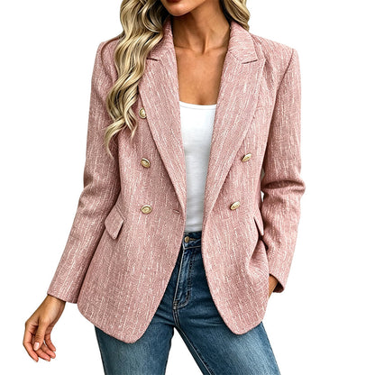 Women's Casual Double-Breasted Blazer Jacket