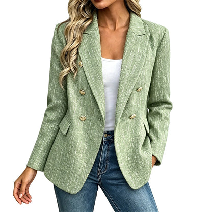 Women's Casual Double-Breasted Blazer Jacket