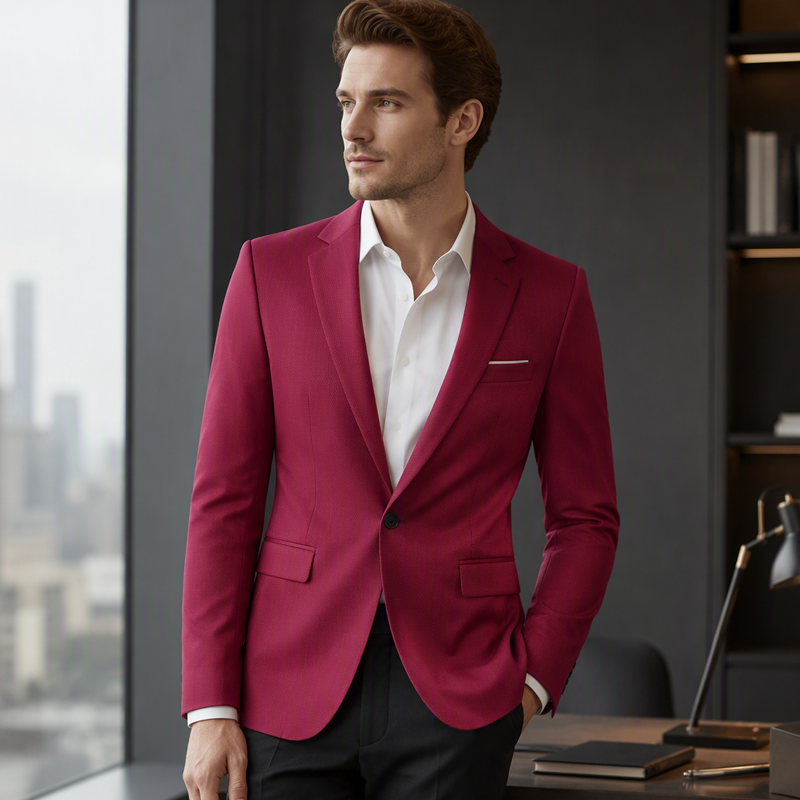 Men Slim Fit Button Lapel Blazer
