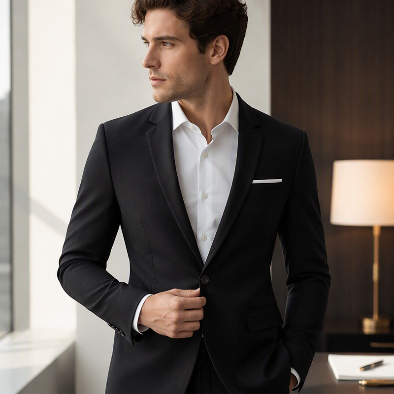 Men Slim Fit Button Lapel Blazer