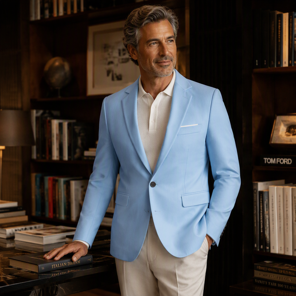 Men Slim Fit Button Lapel Blazer