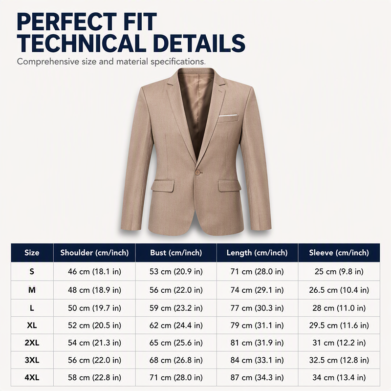 Men Slim Fit Button Lapel Blazer