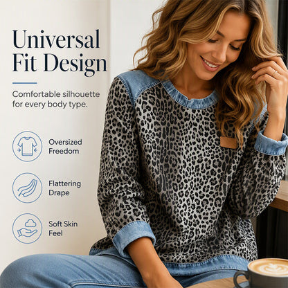 Women's Casual Crewneck Leopard Print Sweatshirt