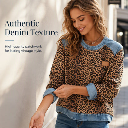 Women's Casual Crewneck Leopard Print Sweatshirt