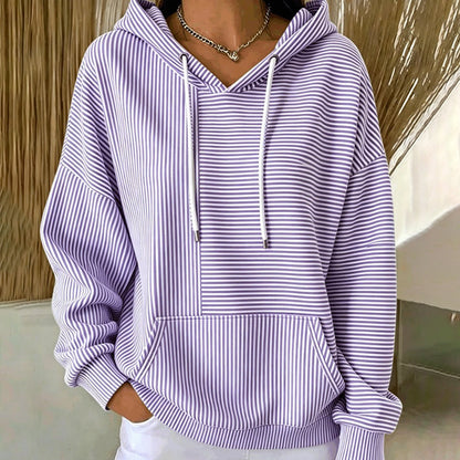 Women's Striped Patchwork Hoodie Sweatshirt