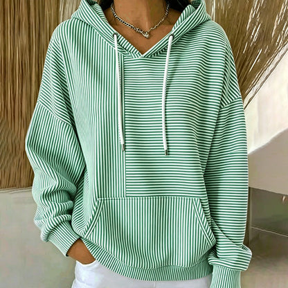 Women's Striped Patchwork Hoodie Sweatshirt
