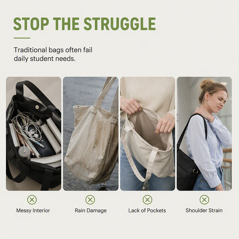 Large Capacity Multi-Pocket Canvas Tote Bag
