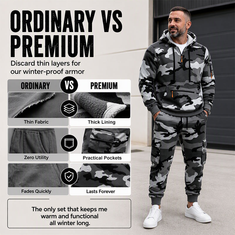 Men's Camouflage Warm Hoodie & Pants Set