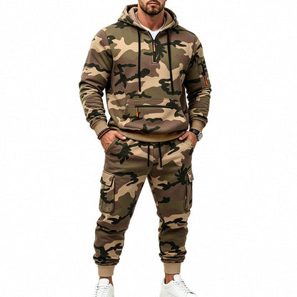 Men's Camouflage Warm Hoodie & Pants Set