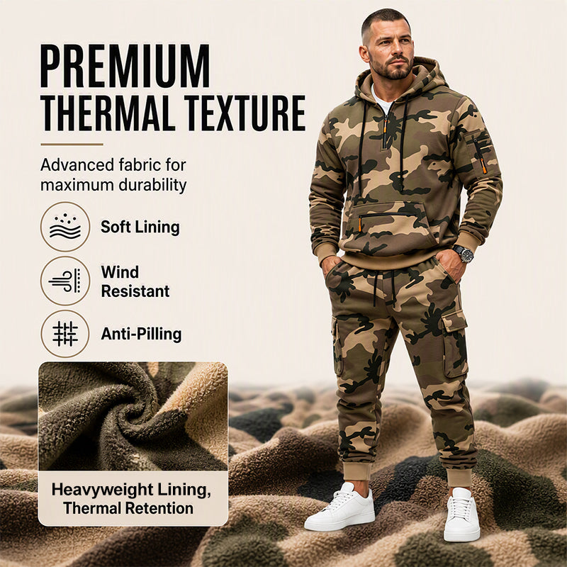 Men's Camouflage Warm Hoodie & Pants Set